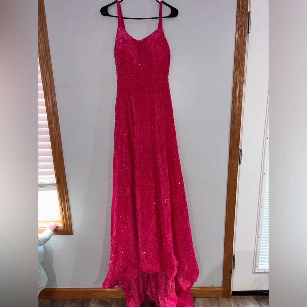 Sparkling Hot Pink Sequin Evening Gown